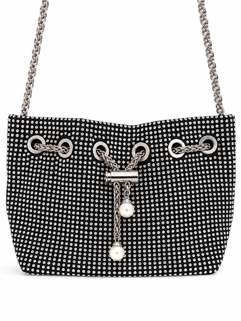 Black silver studs Chain Crossbody with Pearl Tassels